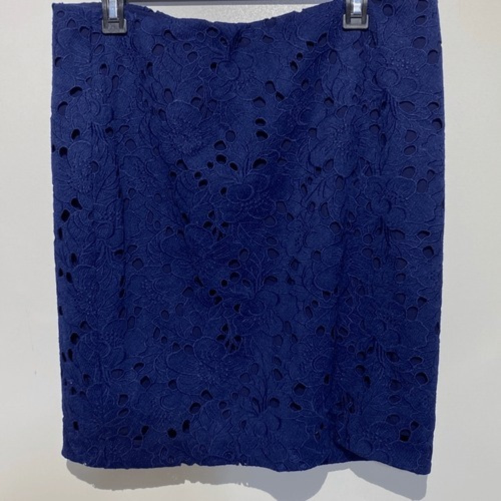 I'm Banana Republic Women's Navy Blue Floral Lace Lined Pencil Mini Skirt Size 1